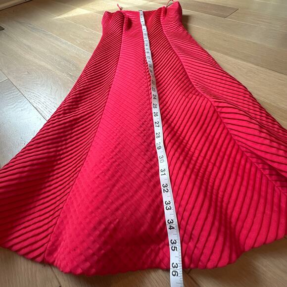 Flores & Flores Bright Coral Pink Pleated Fit & Flare Midi Party Dress Womens 4 - Picture 6 of 10